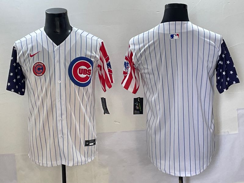 Men 2025 Chicago Cubs Blank White Stripe a generation of national flags Joint Name Nike MLB Jersey style 3->chicago cubs->MLB Jersey